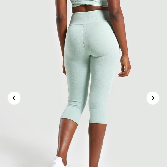 GYMSHARK POISE CROPPED LEGGINGS Light Green - Picture 2 of 8